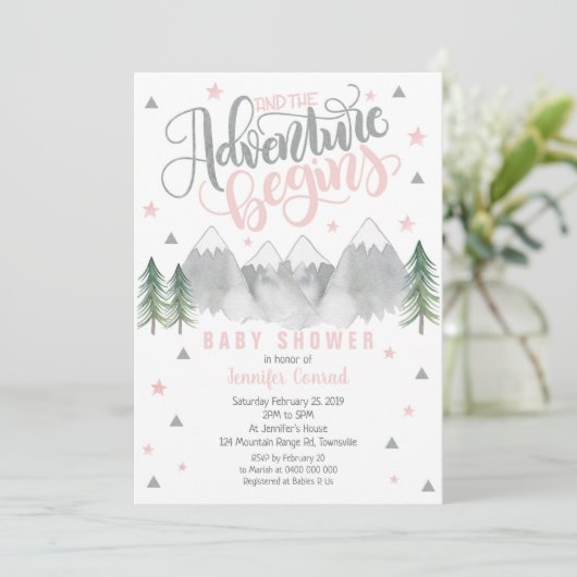 Girl Adventure Baby shower Invitation Kaart (Staand voorkant)