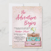 Girl  Adventure begint met Baby shower Kaart (Voorkant)