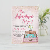 Girl  Adventure begint met Baby shower Kaart (Staand voorkant)