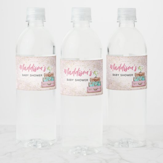 Girl  Adventure begint met Baby shower Waterfles Etiket (Flessen)