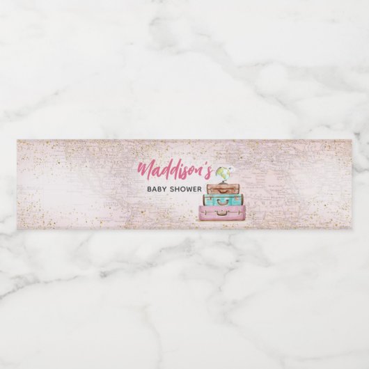 Girl Adventure begint met Baby shower Waterfles Etiket (Enkel label)