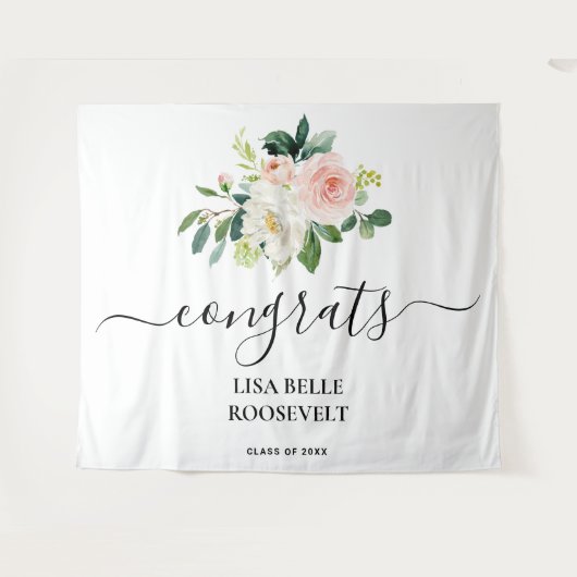 Girl Afstuderen Congrats Backdrop Photo Booth Wandkleed (Voorkant (horizontaal))