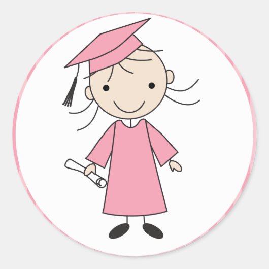 Girl Afstuderen Envelope Seals Ronde Sticker (Voorkant)
