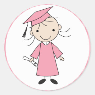 Girl Afstuderen Envelope Seals Ronde Sticker