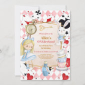 Girl Alice in Wonderland 1e verjaardag Tea Party Kaart (Voorkant)