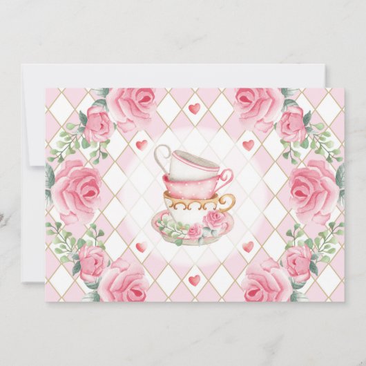 Girl Alice in Wonderland 1e verjaardag Tea Party Kaart (Achterkant)