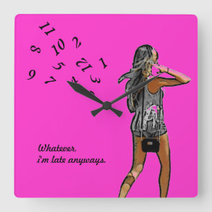 ~Girl, alles wat ik te laat ben... ~ WALL CLOCK PI Vierkante Klok