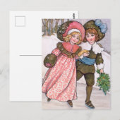 Girl and boy ice skating - Florence Hardy Briefkaart (Voorkant / Achterkant)