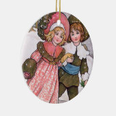 Girl and boy ice skating - Florence Hardy Keramisch Ornament (Rechts)