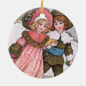 Girl and boy ice skating - Florence Hardy Keramisch Ornament (Achterkant)