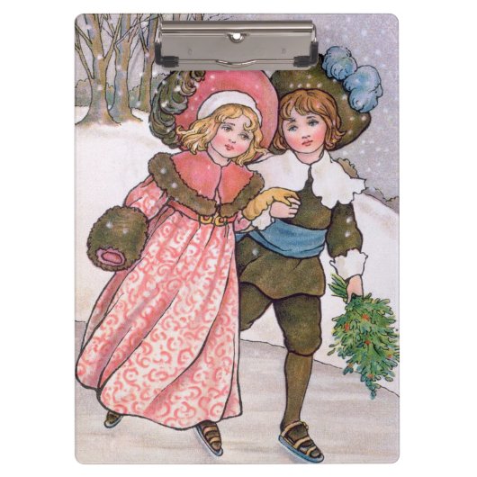 Girl and boy ice skating - Florence Hardy Klembord (Voorkant)