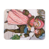 Girl and boy ice skating - Florence Hardy Magneet (Horizontaal)
