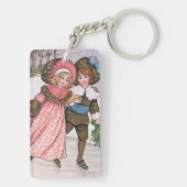 Girl and boy ice skating - Florence Hardy Sleutelhanger (achterkant)