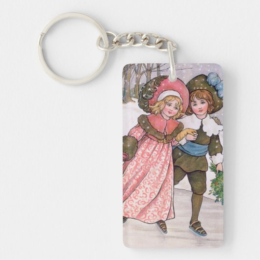 Girl and boy ice skating - Florence Hardy Sleutelhanger (Voorkant)