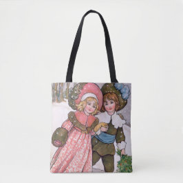 Girl and boy ice skating - Florence Hardy Tote Bag