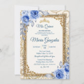 Girl and Boy Navy Blue Mis Quince Invitation Kaart (Voorkant)