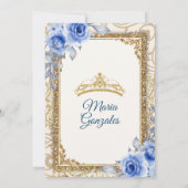 Girl and Boy Navy Blue Mis Quince Invitation Kaart (Achterkant)