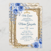 Girl and Boy Navy Blue Mis Quince Invitation Kaart (Voorkant / Achterkant)
