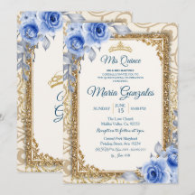 Girl and Boy Navy Blue Mis Quince Invitation