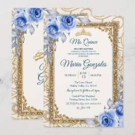 Girl and Boy Navy Blue Mis Quince Invitation Kaart