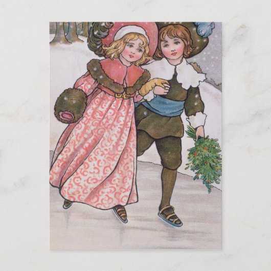 Girl and Boy Skating Briefkaart (Voorkant)
