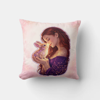 Girl and Bunny Love Throw Pillow Kussen