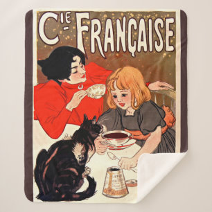 Girl and Cat, Vintage Poster, Alexandre Steinlen Sherpa Deken