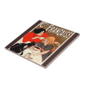 Girl and Cat, Vintage Poster, Alexandre Steinlen Tegeltje (Zijkant)