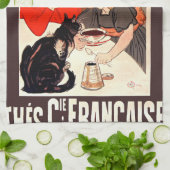 Girl and Cat, Vintage Poster, Alexandre Steinlen Theedoek (Gevouwen)