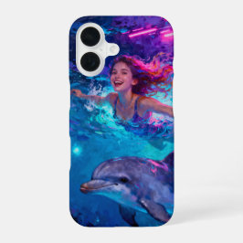Girl and Dolphin iPhone 16 Hoesje