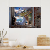 Girl and Fairies Poster Print (Keuken)