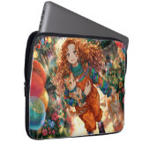 Girl and kittens on joyful walk laptop sleeve (Voorkant Rechts)
