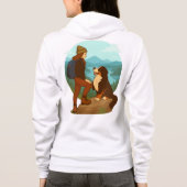 Girl and Mountain Dog Adventure Illustration Hoodie (Achterkant)