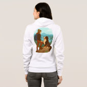 Girl and Mountain Dog Adventure Illustration Hoodie (Achterkant volledig)