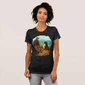 Girl and Mountain Dog Adventure Illustration T-shirt (Voorkant volledig)