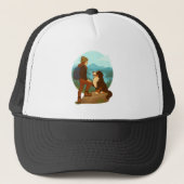 Girl and Mountain Dog Adventure Illustration Trucker Pet (Voorkant)