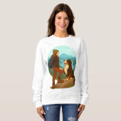 Girl and Mountain Dog Adventure Illustration Trui (Voorkant volledig)