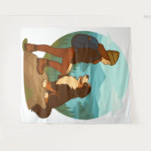 Girl and Mountain Dog Adventure Illustration Wandkleed (Voorkant (horizontaal))