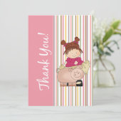 Girl and Pig Flat Hartelijk dank Bedankkaart (Staand voorkant)