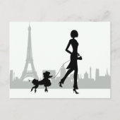 Girl and Poodle Paris Skyline Eiffel Tower Briefkaart (Voorkant)