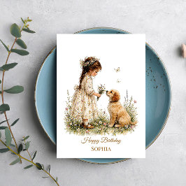 Girl and Puppy Kaart