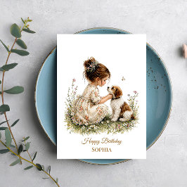 Girl and Puppy Kaart