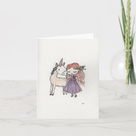 Girl and Unicorn Small Kaart (Voorkant)