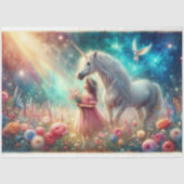 Girl And Unicorn Woodland Fairytale Decoupage  Tissuepapier (Voorkant)