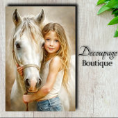 Girl and White Horse Landhuis Decoupage Tissuepapier