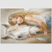 Girl and White Horse Landhuis Decoupage Tissuepapier (Voorkant)