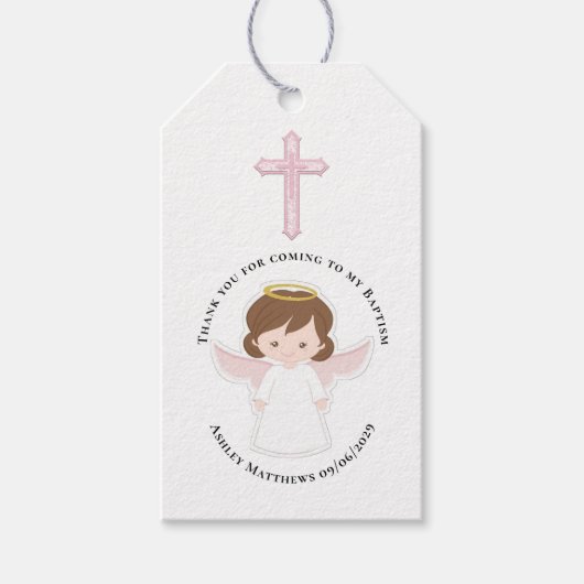 Girl Angel Baptism First Community Dank je Cadeaulabel (Voorkant)