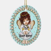 Girl Angel en Cat Keramisch Ornament (Rechts)