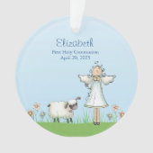 Girl Angel en Lamb, Blue, First Community Ornament (voorkant)