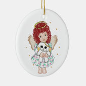 Girl Angel Holding Dog Keramisch Ornament (Rechts)